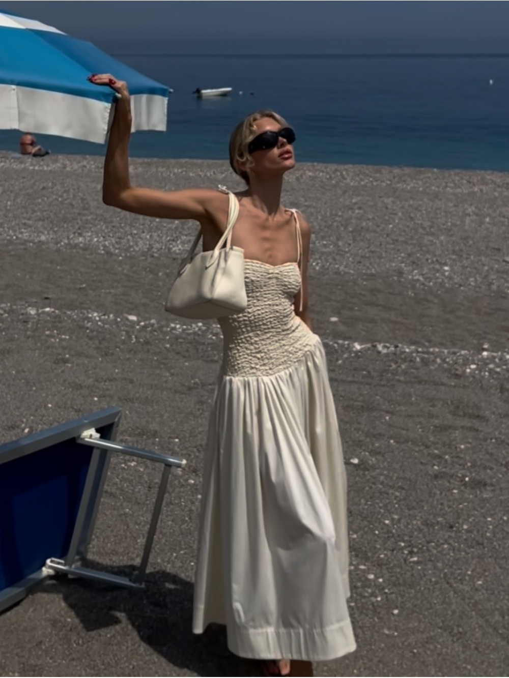 NWT LPA Stacci Midi Dress in Beige & Cream